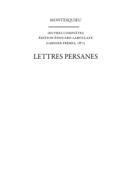Couverture de Montesquieu - 03 Lettres persanes